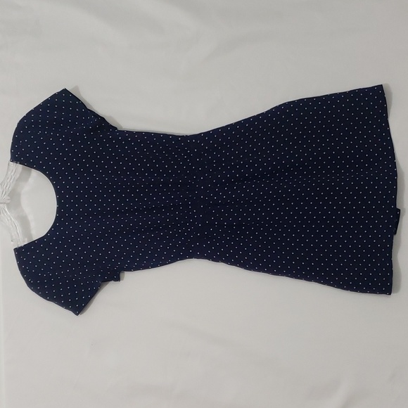 Madewell Silk Navy Stars & Dots Mini Dress Criss Cross Back & Pockets - Picture 2 of 9